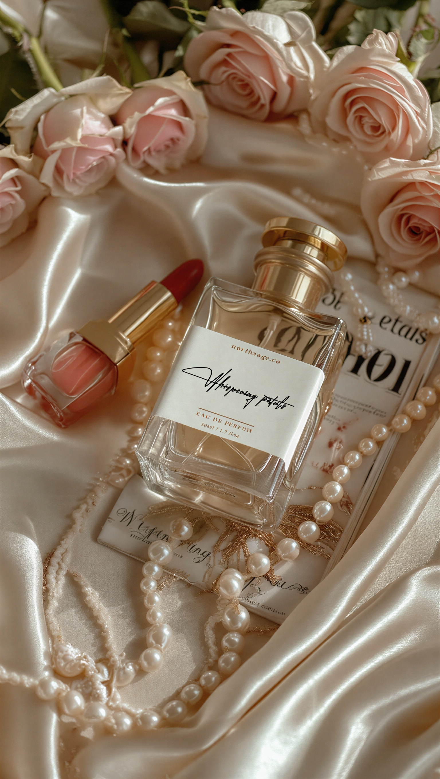 NORTHSAGE Whispering Petals Eau de Parfum bottle inspired by Gucci Envy Me, elegant glass fragrance bottle with floral design.