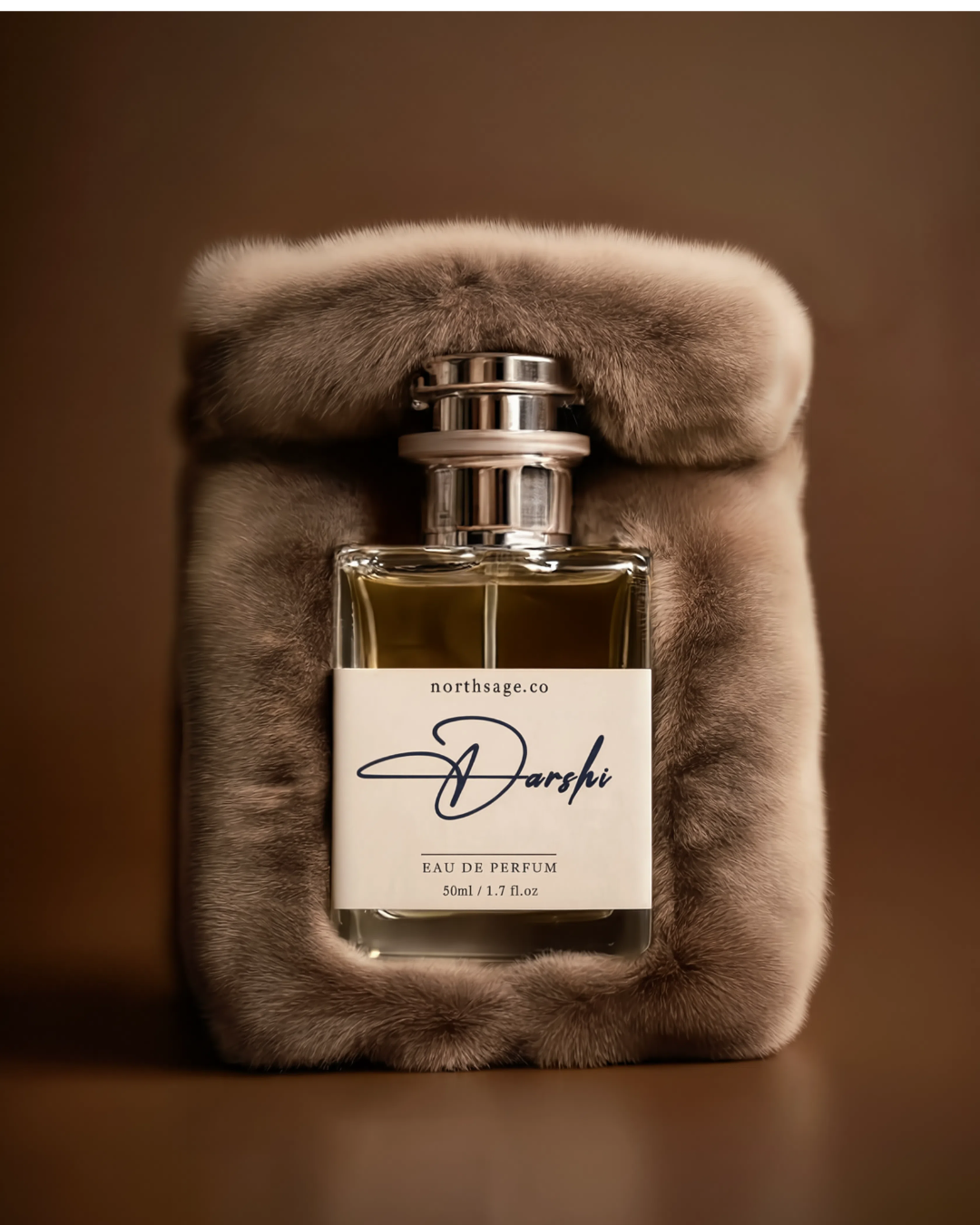 Northsage DARSHI Eau de Parfum inspired by Russian Leather by Memo, featuring dark leather and smoky notes in a sleek bottle