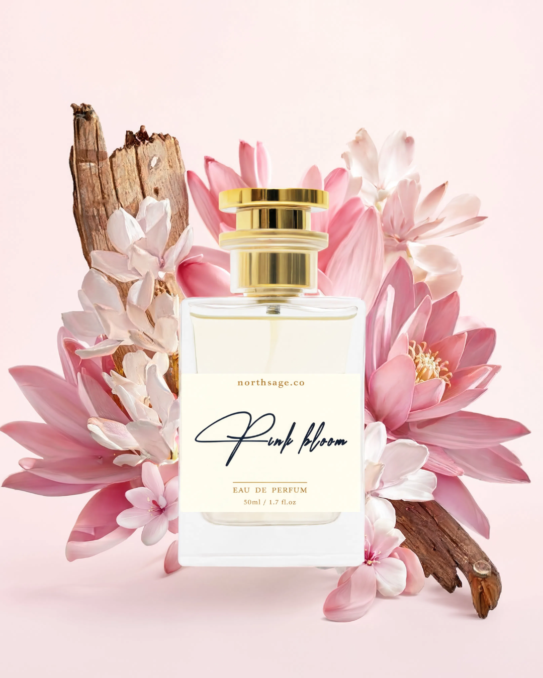 NORTHSAGE Pink Bloom Eau de Parfum bottle with pink floral design, inspired by Bright Crystal by Versace.